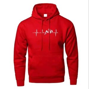 Vibrant Red Mountain Graphic Hoodie